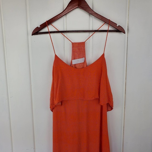 Thakoon Addition Women's 4 Racer Back Orange Print Rayon Spaghetti Strap Dress - Picture 2 of 13